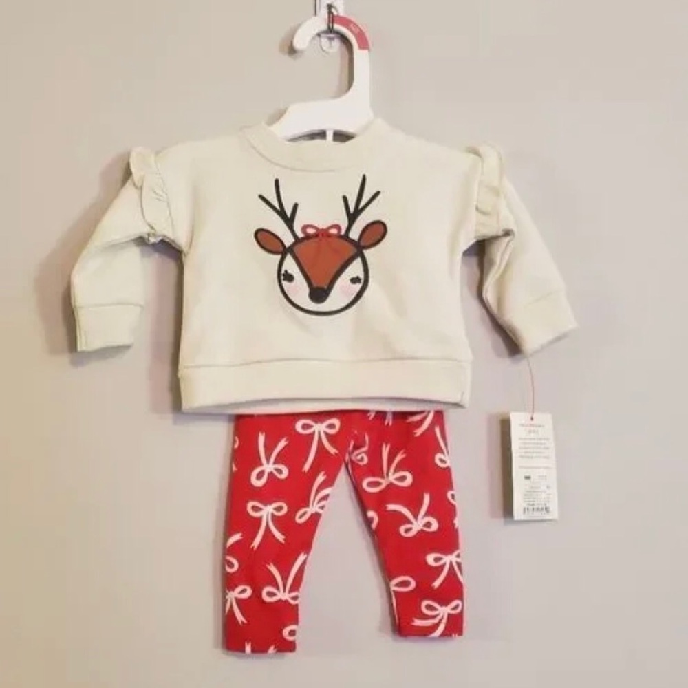 Baby Girl’s Reindeer Top & Bottom Set
